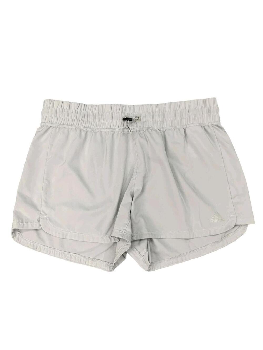 Adidas Pacer Bungee Short Womens Small Gray Drawstring Stretch Waist Athletic
